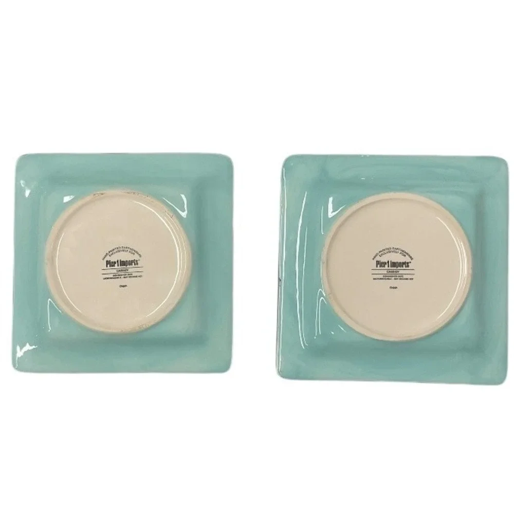 Pier 1 Imports Cassidy Set of Two‎ Floral Earthenware Square Dessert Salad Plate